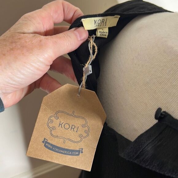 ❤️Kori America Crochet Lace Detail Handkerchief Hem Summer Mini Dress Size Lg - Picture 7 of 10